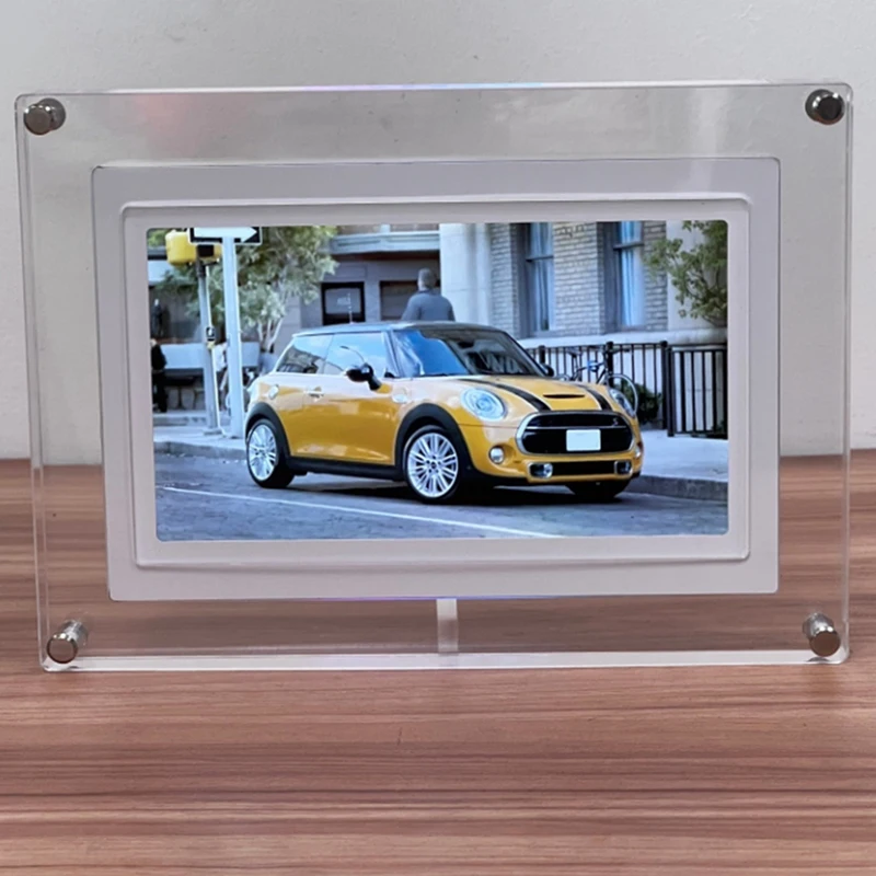 LICG-IPS Digital Picture Photo Frame With Music-Sync LED Ambient Light Auto-Rotation 4GB Video/Photo Playback US Plug