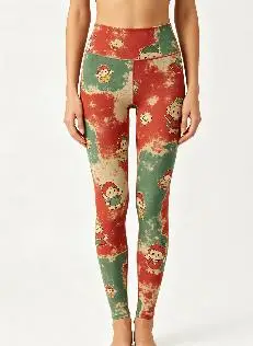 Women Mid‑Rise Fleece Lined Leggings, Christmas Santa Reindeer Snowflake Ethnic Knit Print Slim Stretch Holiday Pants - view 4