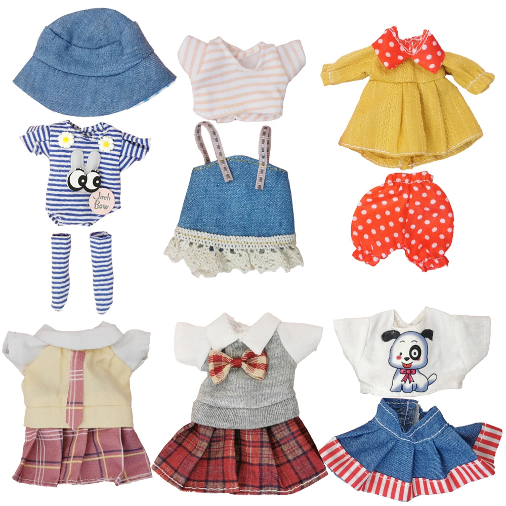 15cm zestaw ubranek dla lalek dla 16-17 cm lalki Bjd ubrania 1/12 sukienka z kapeluszem jednolite zabawki dla dzieci dla dziewczynek