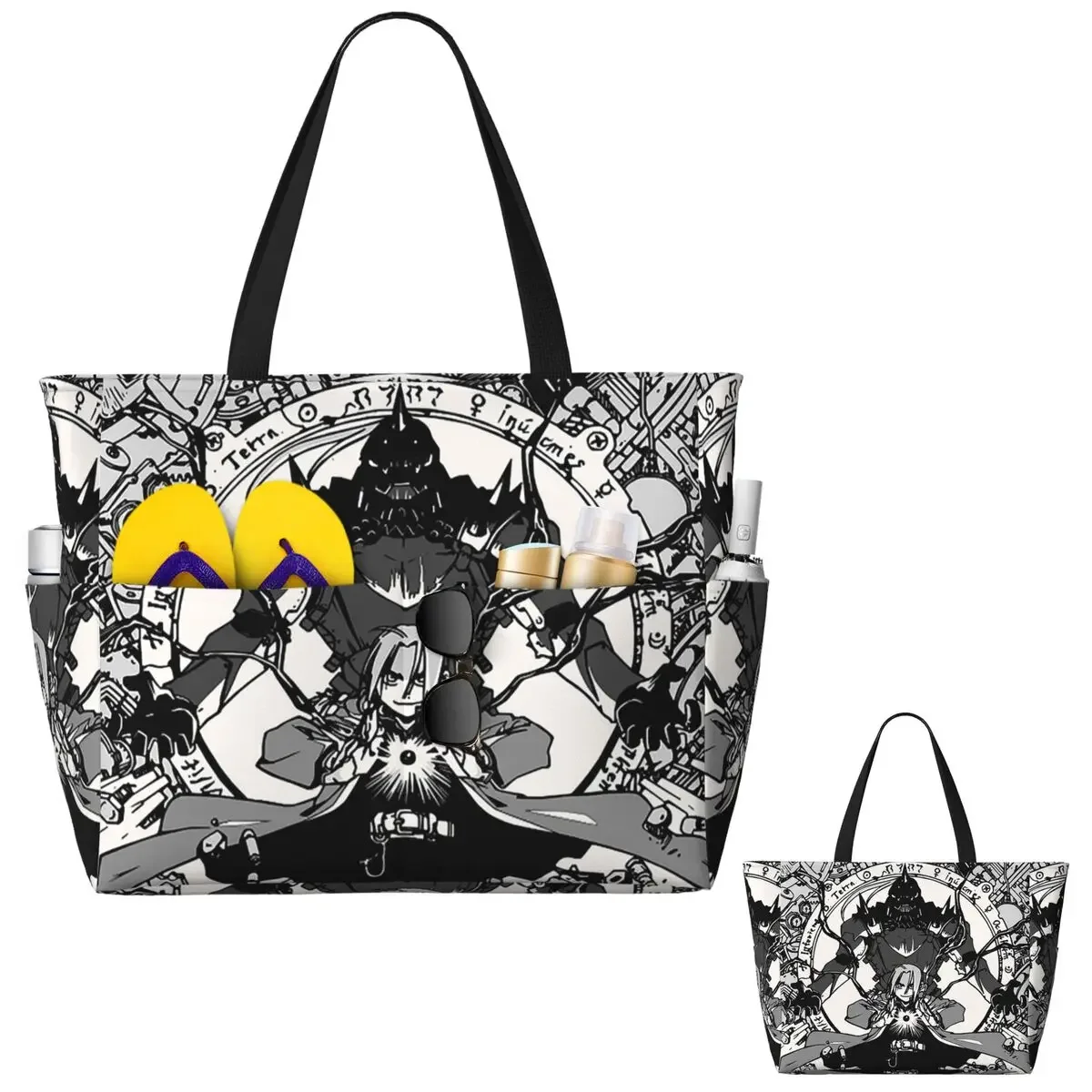 Fullmetal Alchemist Anime Manga 4 Beach Tote Bag Sport Gym Yoga Duffle Large Tote Bag Women Travel Bag Fitness bag
