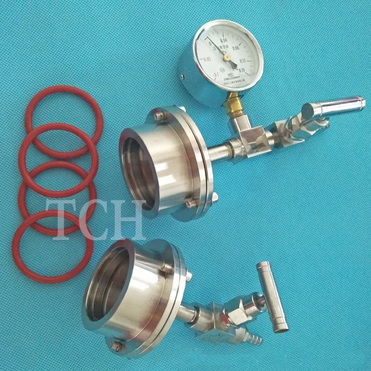 

Furnace Tube Vacuum Sealing Assembly Flange With Vacuum Gauge And Valves / Quartz Tube Flange