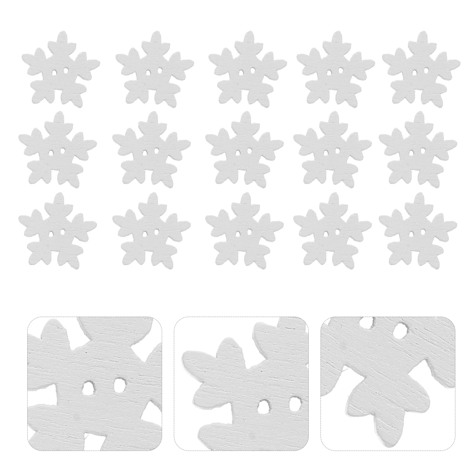 50 Pcs Christmas Stickers Snowflake Embellishments Tree Creative Button Decoration Wooden Baby