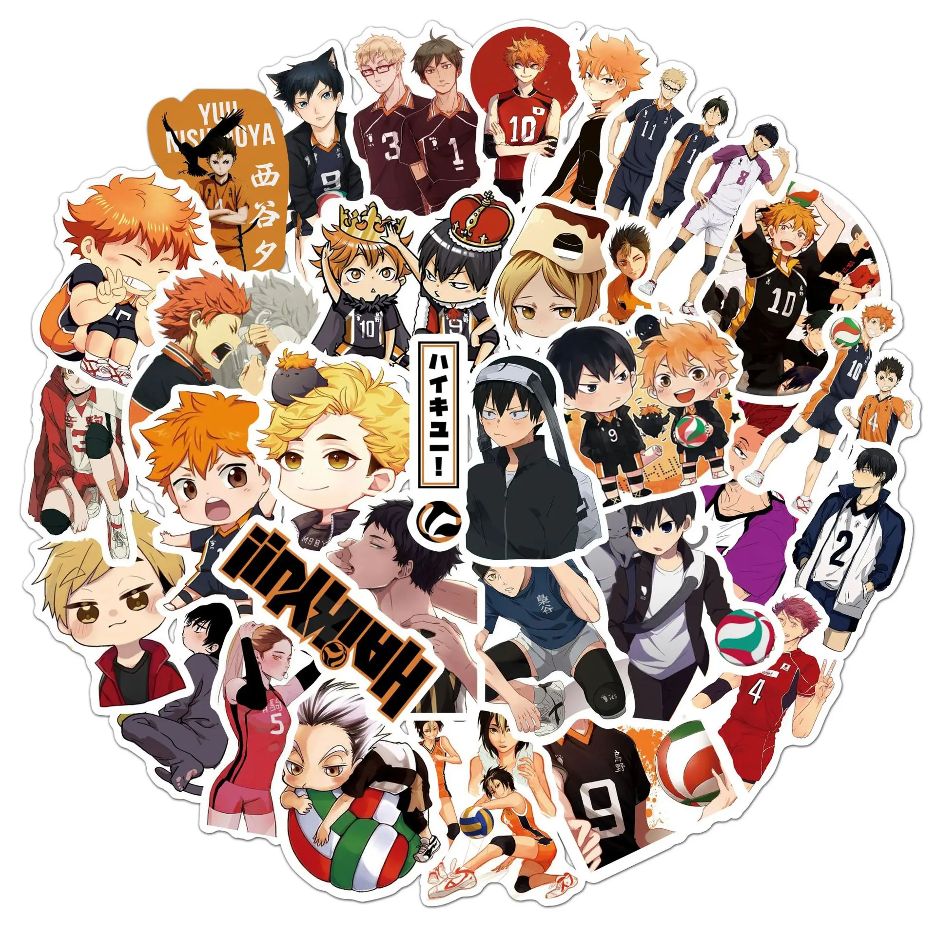 10/30/50PCS Haikyuu!! Cartoon Stickers Cool Animation Decals Kids Toys Decoration Fridge Luggage Laptop Phone Guitar Skatebaord