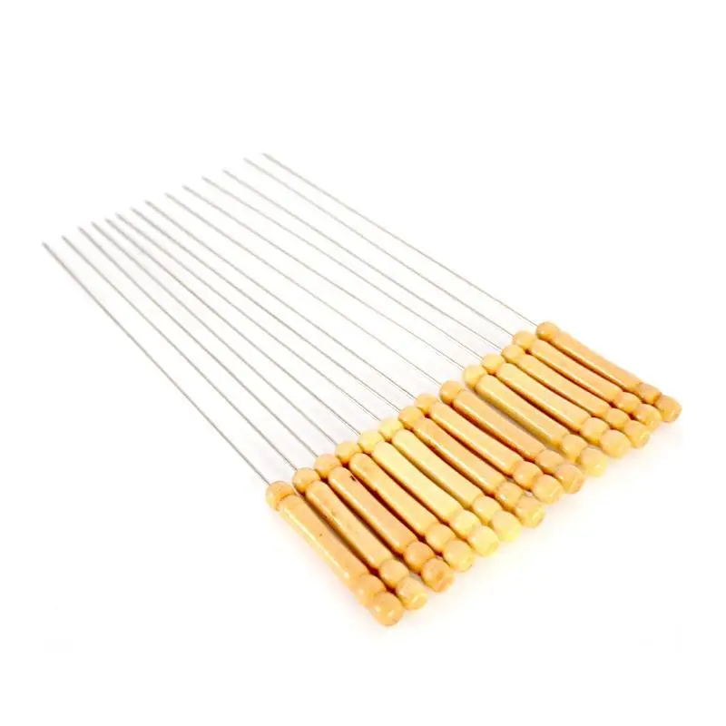 

10 Pcs/pack Stainless Steel 34cm Wooden Handle BBQ Flat Prods Outdoor Party Sharp Tip Barbecue Stick Skewers Tools