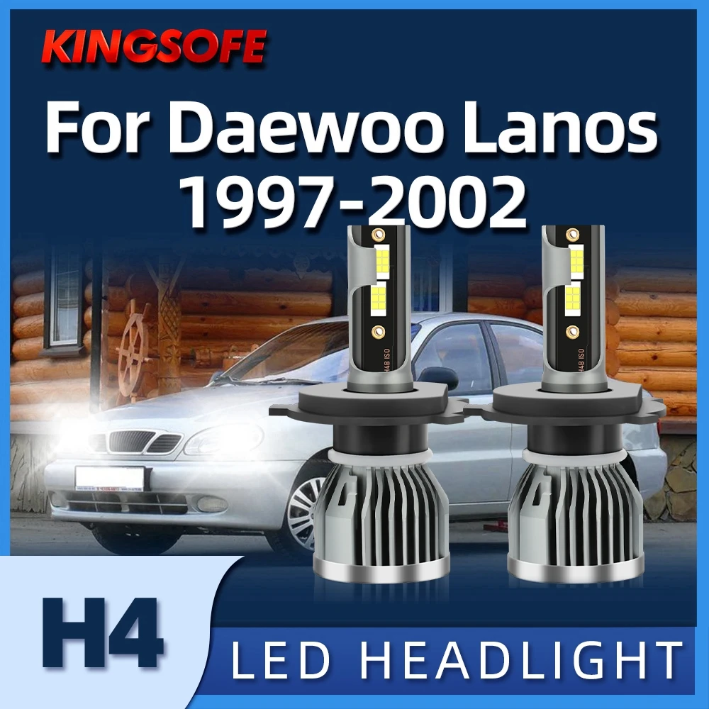 Roadsun 2Pcs Car Headlight H4 Led 26000LM Bulbs 6000K Lamp Fit For DAEWOO Lanos 1997 1998 1999 2000 2001 2002