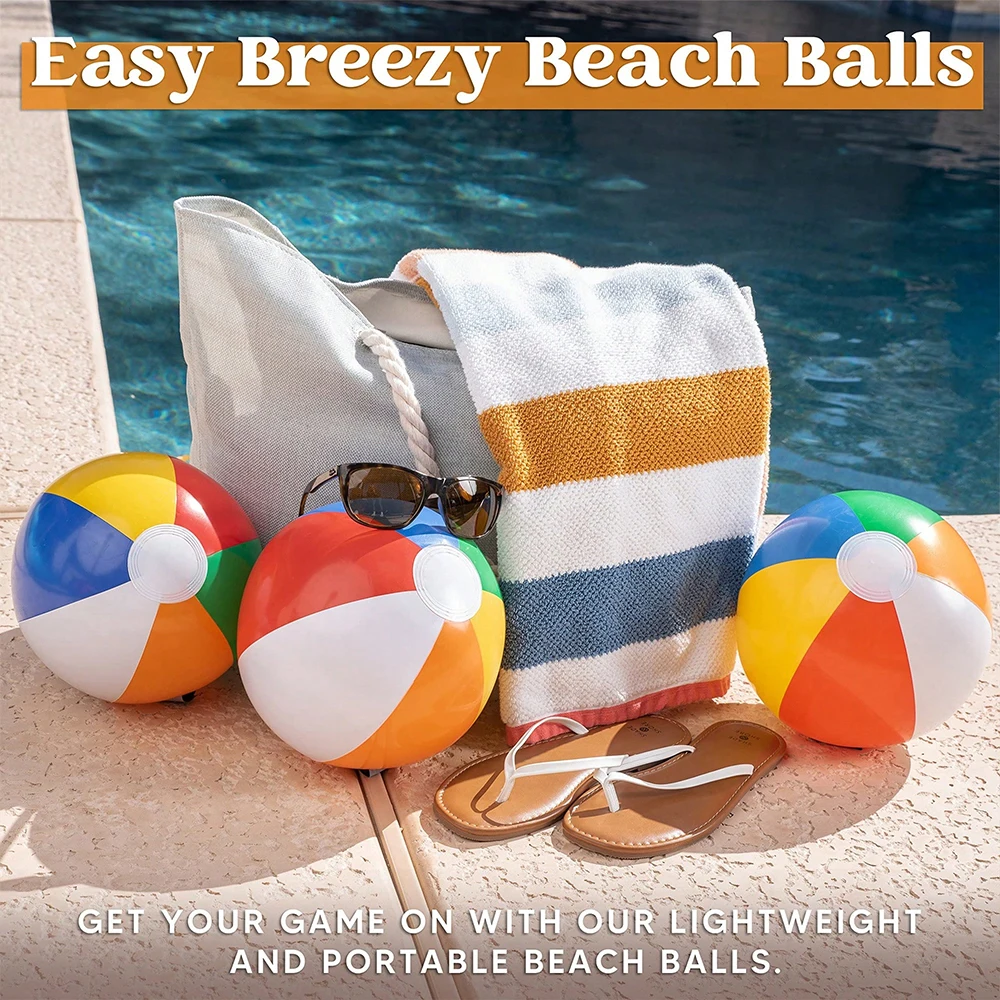 1pc/3pcs/5pcs/10pcs/set，Rainbow Beach Ball, 12 Inch Inflatable Pool Toy, Suitable For Summer Water Games Birthday Party Supplies