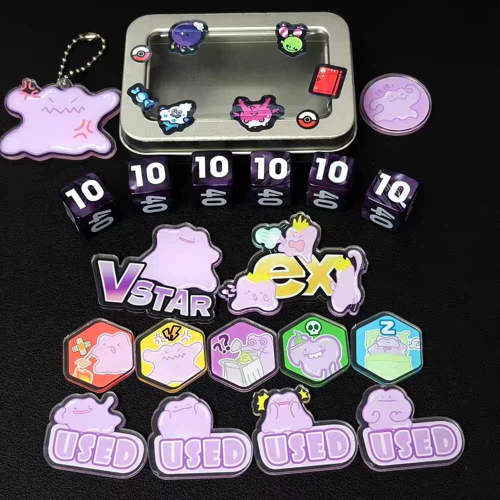 ptcg-ポケモンアニメキャラクターマッチスコアリングダメージカウンターダメージインジケーターディットボラードロールプレイングゲームアクリルギフト