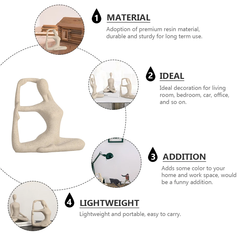 

Premium Resin Yoga Ornament Sculpture Decor Desktop Home Party Adornment Lightweight Portable Sandstone Shape For Office Bedroom