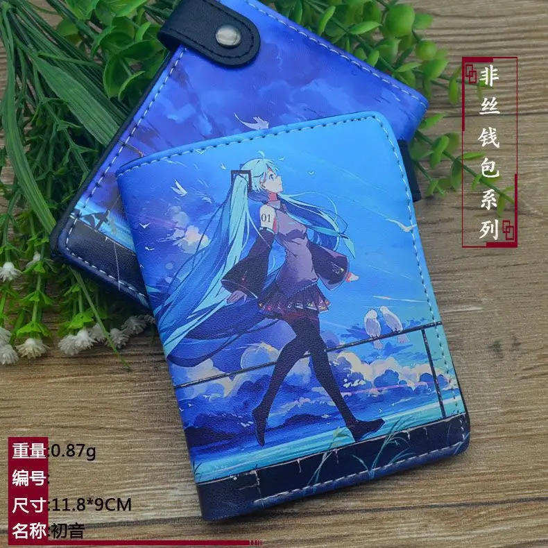 Hatsune Miku Anime Girl Figures Series Foldable Wallet Multi Bank ID Card Holder Card Clip Bag Coin Purse Cartoons Cosplay Gifts