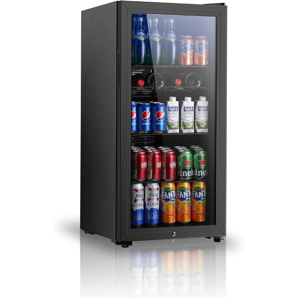 

Beverage Refrigerator, 4.5 Cu.ft Mini Fridge with Double Glass Door, Cooler for Soda, Beer or Wine for Home