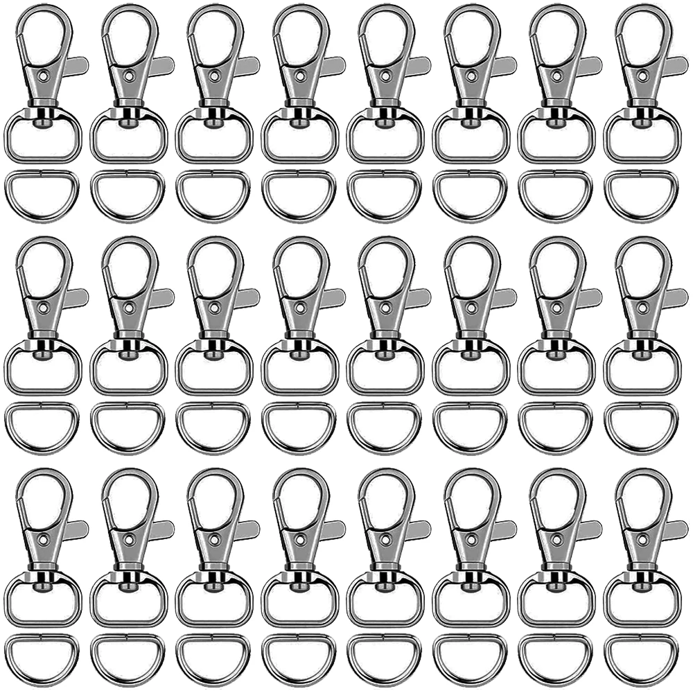 15/25/50 Sets Keychain Clip Hooks with D Rings