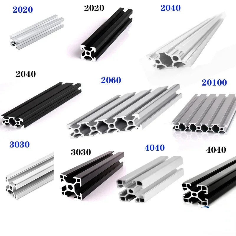 

4pc 2020 2040 3030 2080 Aluminum Profile 100 200 300 350 400 450 500 550 mm Linear Rail Extrusion Extrusion CNC 3D Printer Parts