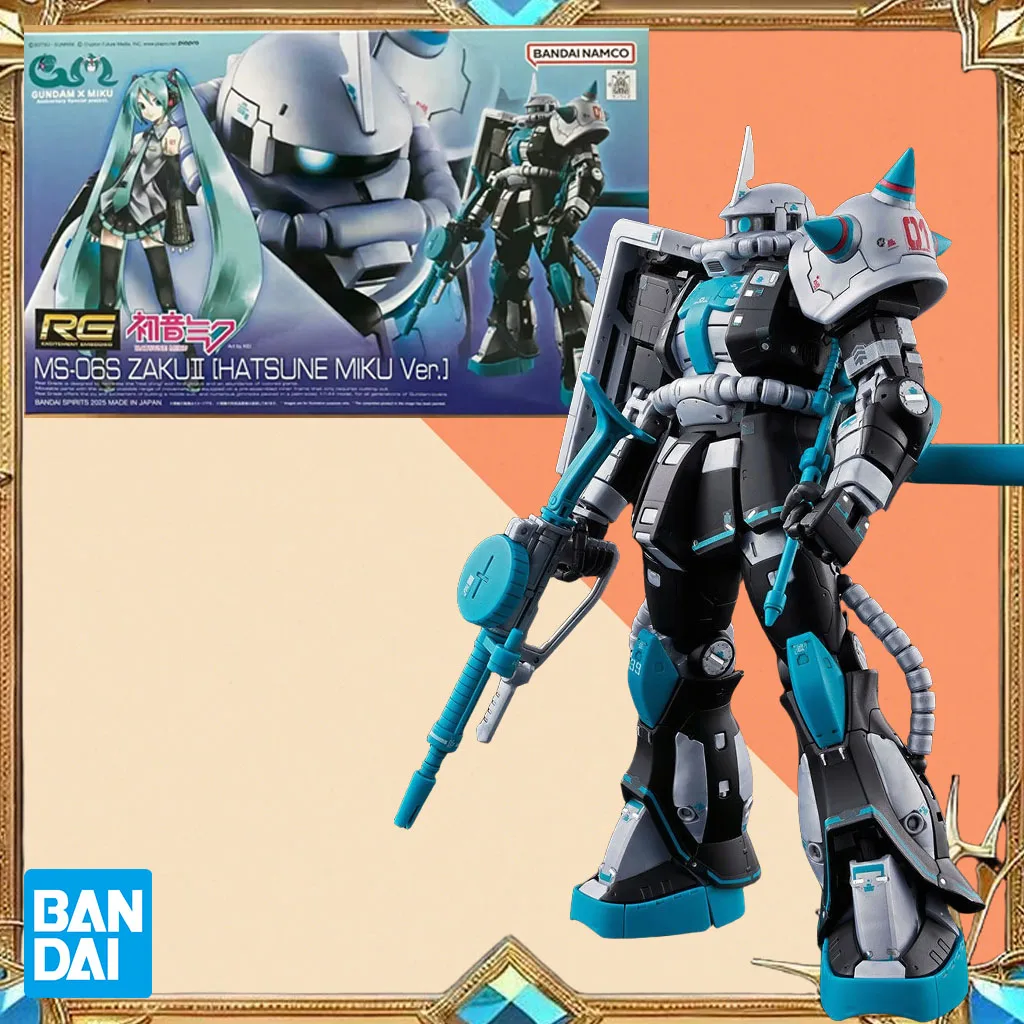 Oryginalne pudełko Bandai RG 1/144 Gundam MS-06S ZAKU2 HATSUNE MIKU Ver, figurki anime, złożony model, figurka kolekcjonerska, zabawki.