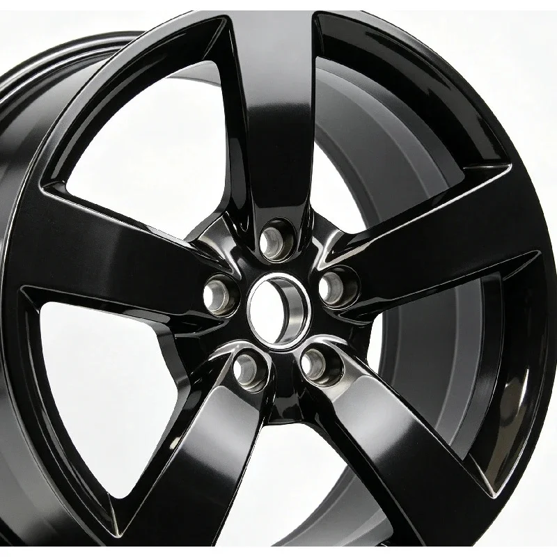Robust Five‑Spoke Bright Black 18‑Inch Cast Wheels Mute Comfortable Wear‑Resistant Anti‑Rust With Center Cap Car Accessories