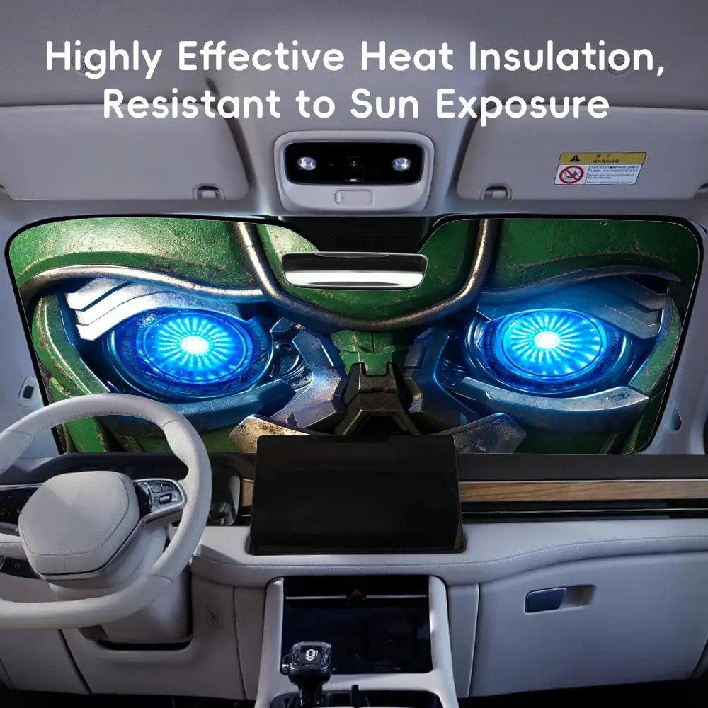 Cool Autobot Eyes Sun Visor Aluminum Foil Windshield Sunshade with Reflective UV Block Heat Insulation, Foldable Universal Fit