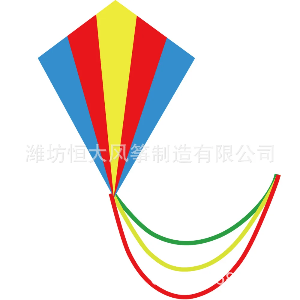 Weifang Kite Rainbow Diamond Long Tail Kite com linha de 50 m para presente de aniversário infantil