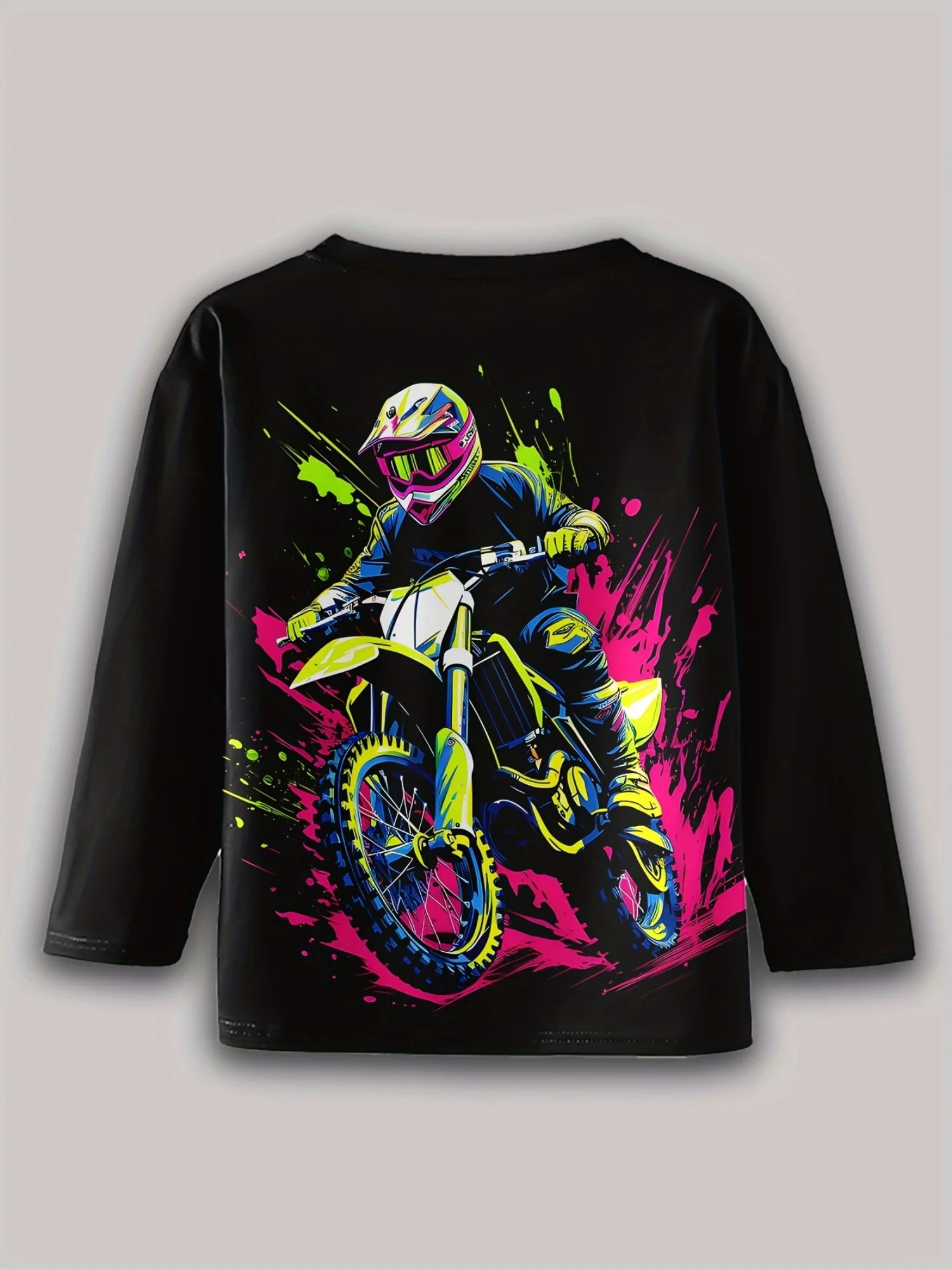 Kinderkleidung Jungen T-Shirt Langarm 3D Modisch Dirt Bike Grafik Kinder Ganzjahreskleidung Lässige Alltagspullover Tops – Detail 10