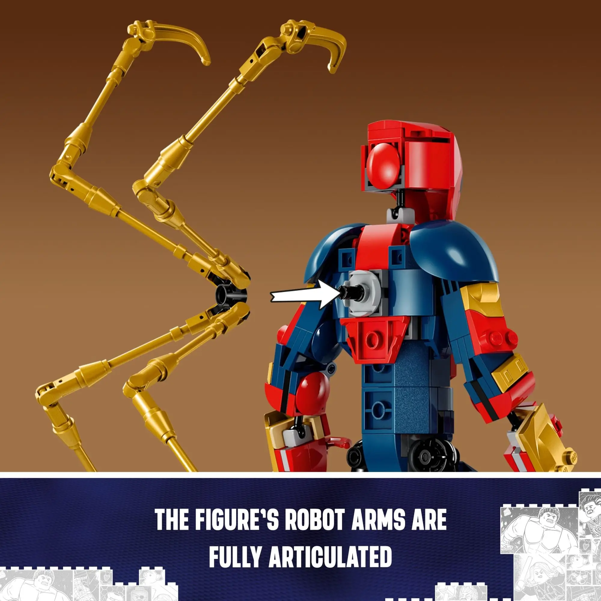 LEGO Marvel Iron Spider-Man Construction Figure, Super Hero Marvel Toy Posable Spider-Man Action Figure with Armor 76298