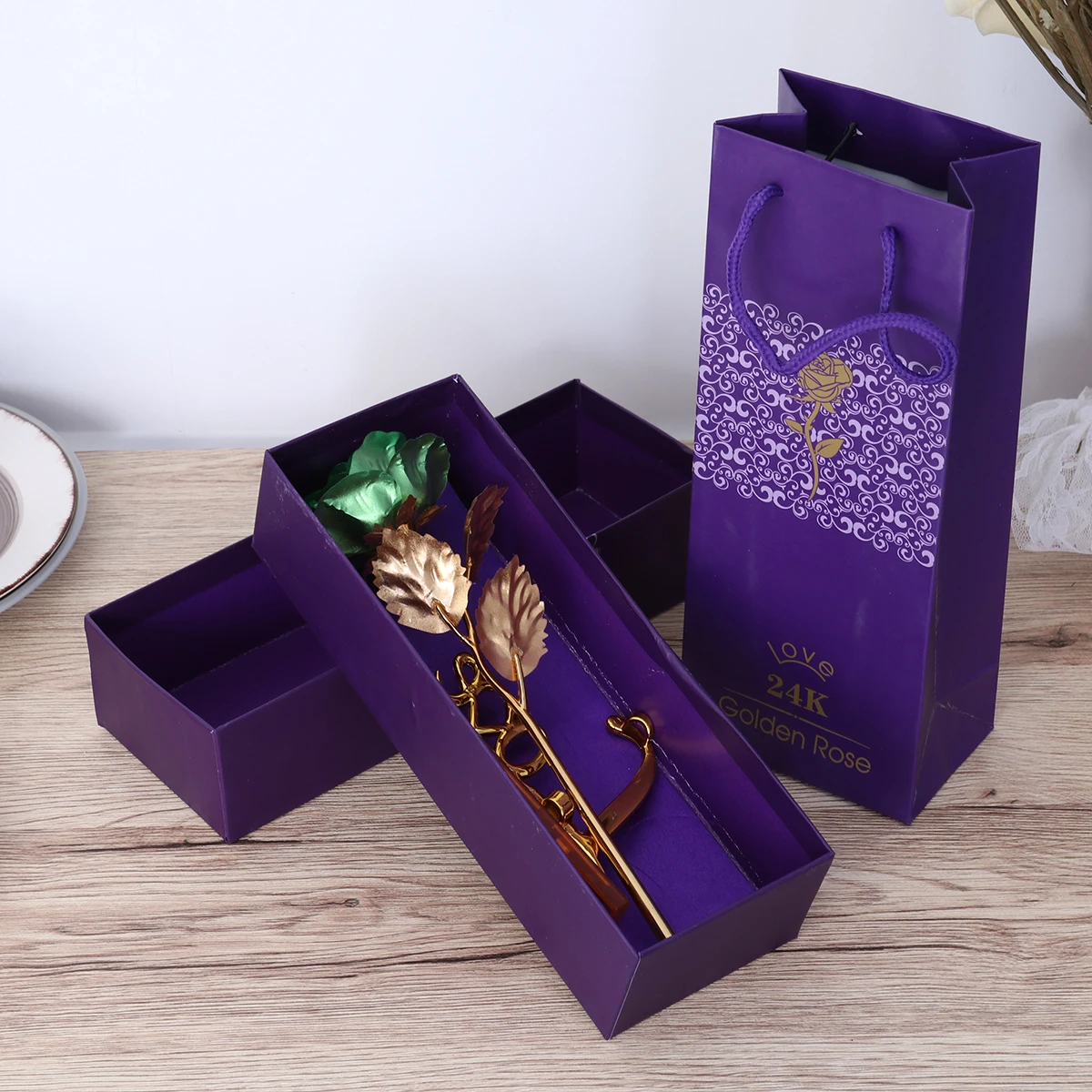 

24 K Gold Foil Rose Artificial Roses 24k Plated Golden Valentine Dipped Decoration