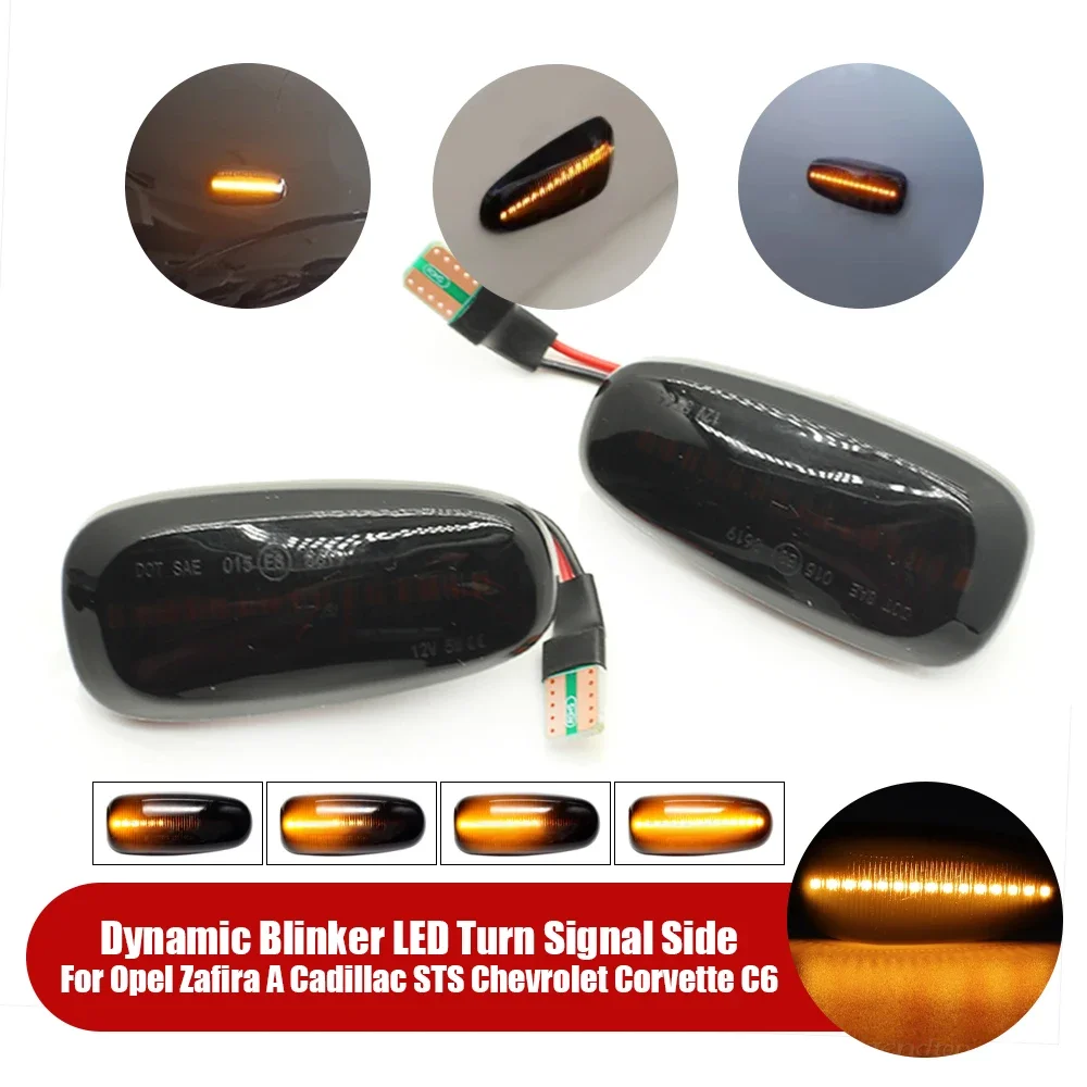 

OLANGDA For Opel Zafira A Astra G Cadillac STS XLR Dynamic LED Side Marker Lights Arrow Turn Signal Flashing Blinker Lamp 2Pcs