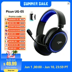 Picun G2 Wireless Gaming Headset Bluetooth 5.3 2.4G Headphones 7.1 Surround 5ms Low Latency ENC Mic for PC PS4 PS5 Phone Switch