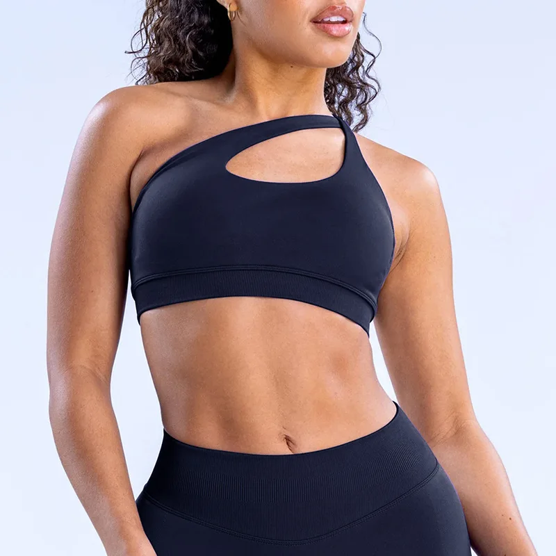 High Elasticity Ultra-fine Matte Sports Bra for Women Sloping Shoulder Backless Yoga Vest Running Fitness and Training Bra