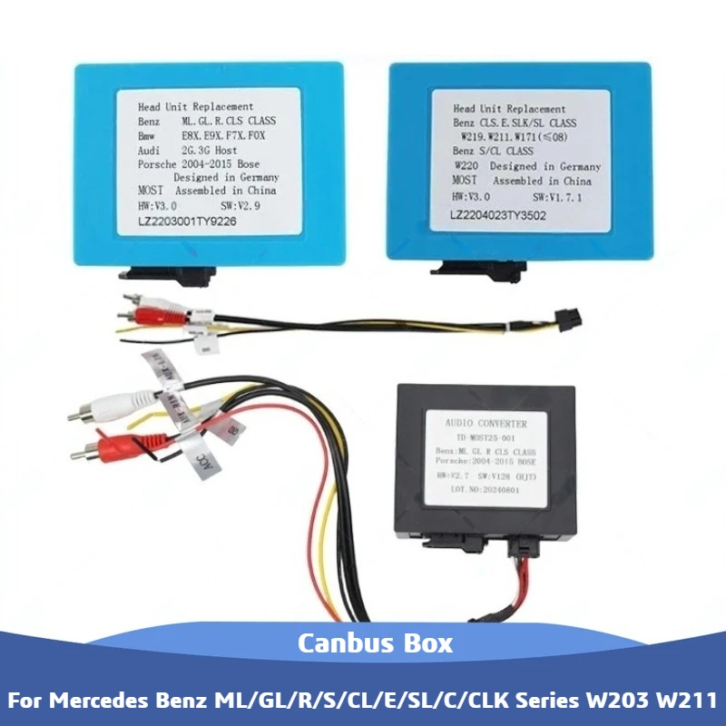 Decodificador de Fibra Óptica Android para Radio de Coche, para Mercedes Benz Serie ML/GL/R/S/CL/E/SL/C/CLK W203 W211, Porsche 911 Cayenne, BMW, Audi