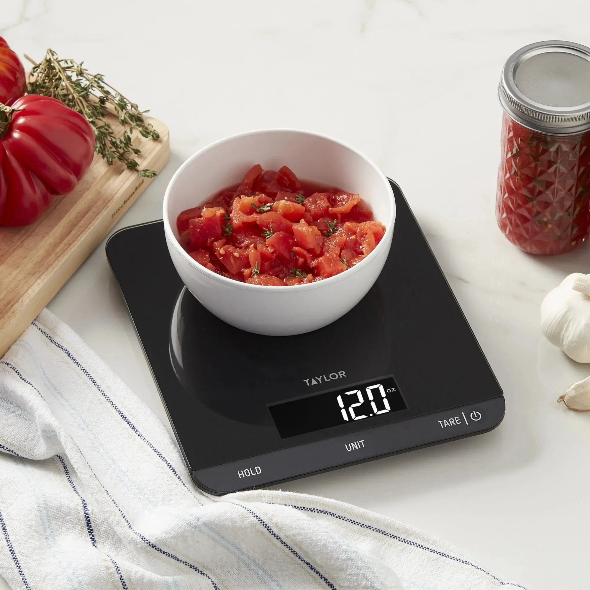 33LB Kitchen Digital Scale Black with Glass Platform, Precision Weighing for Baking, Cooking & Large Meals