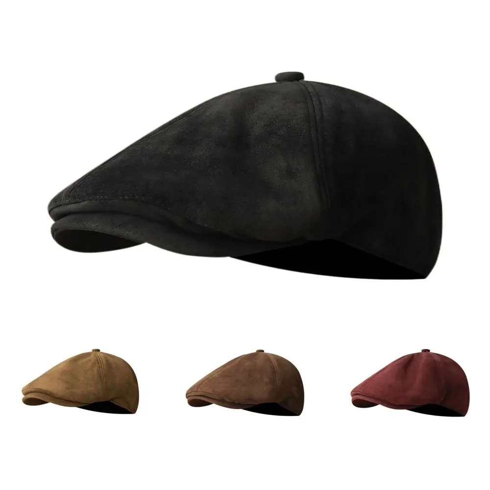 Trendy Retro Forward Hat Adjustable Classic British Hat Imitation Suede Timeless Ivy Cap Autumn Winter Wear