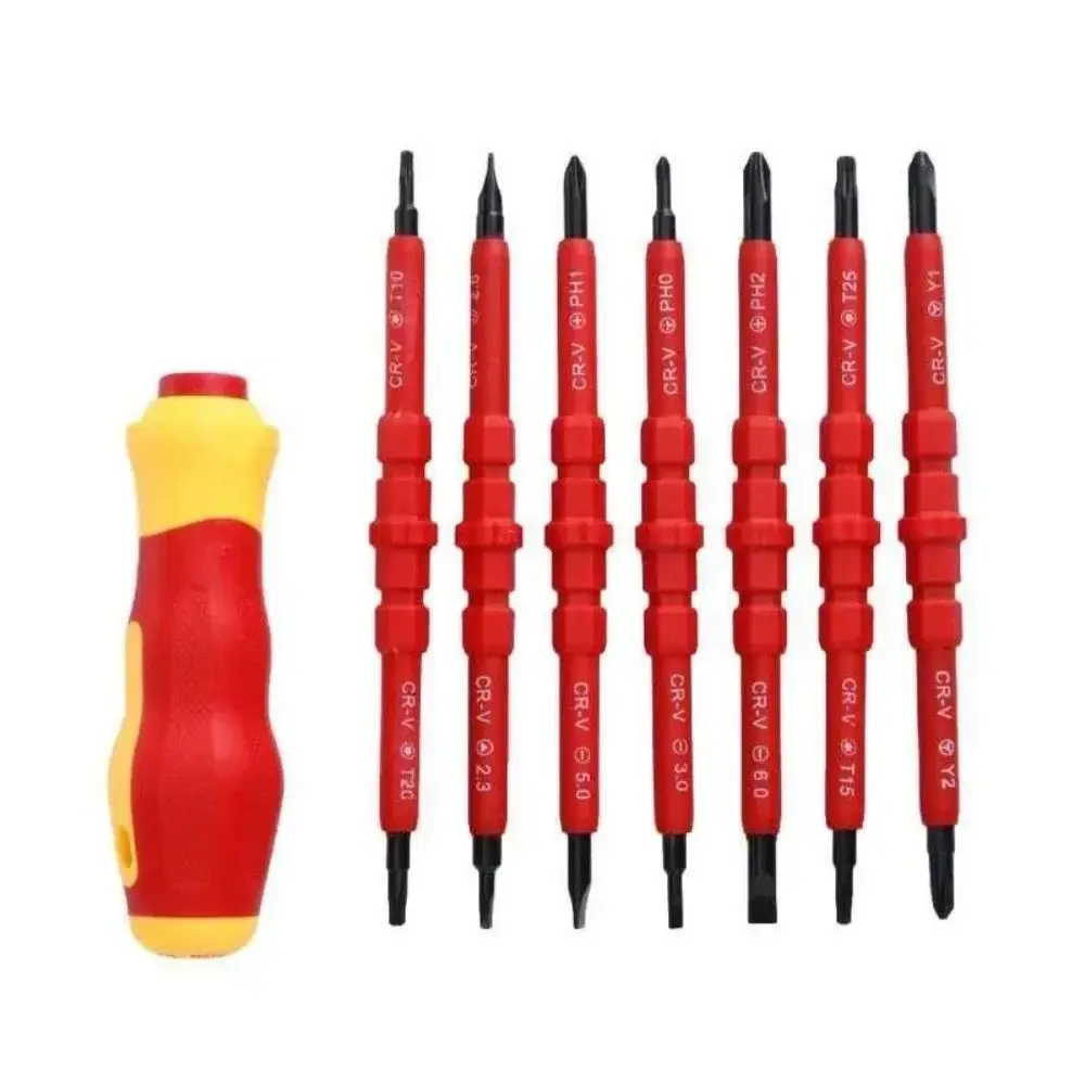 13PCS 1000V Insulated Screwdriver Set Electrician Repair Tool Kit with Magnetic Slotted Bits Changeable Insulated Handle