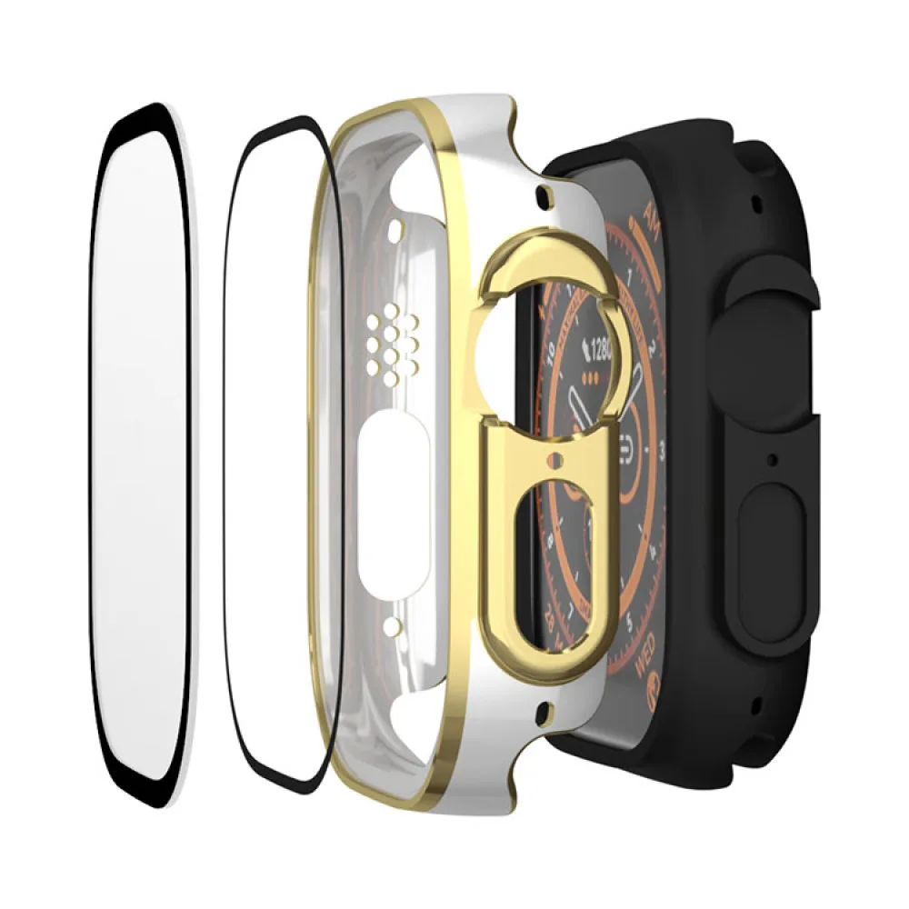 Capa de relógio galvanizada de duas cores, 49mm, peça única, à prova d'água, para relógio ultra2/relógio ultra, acessório de proteção