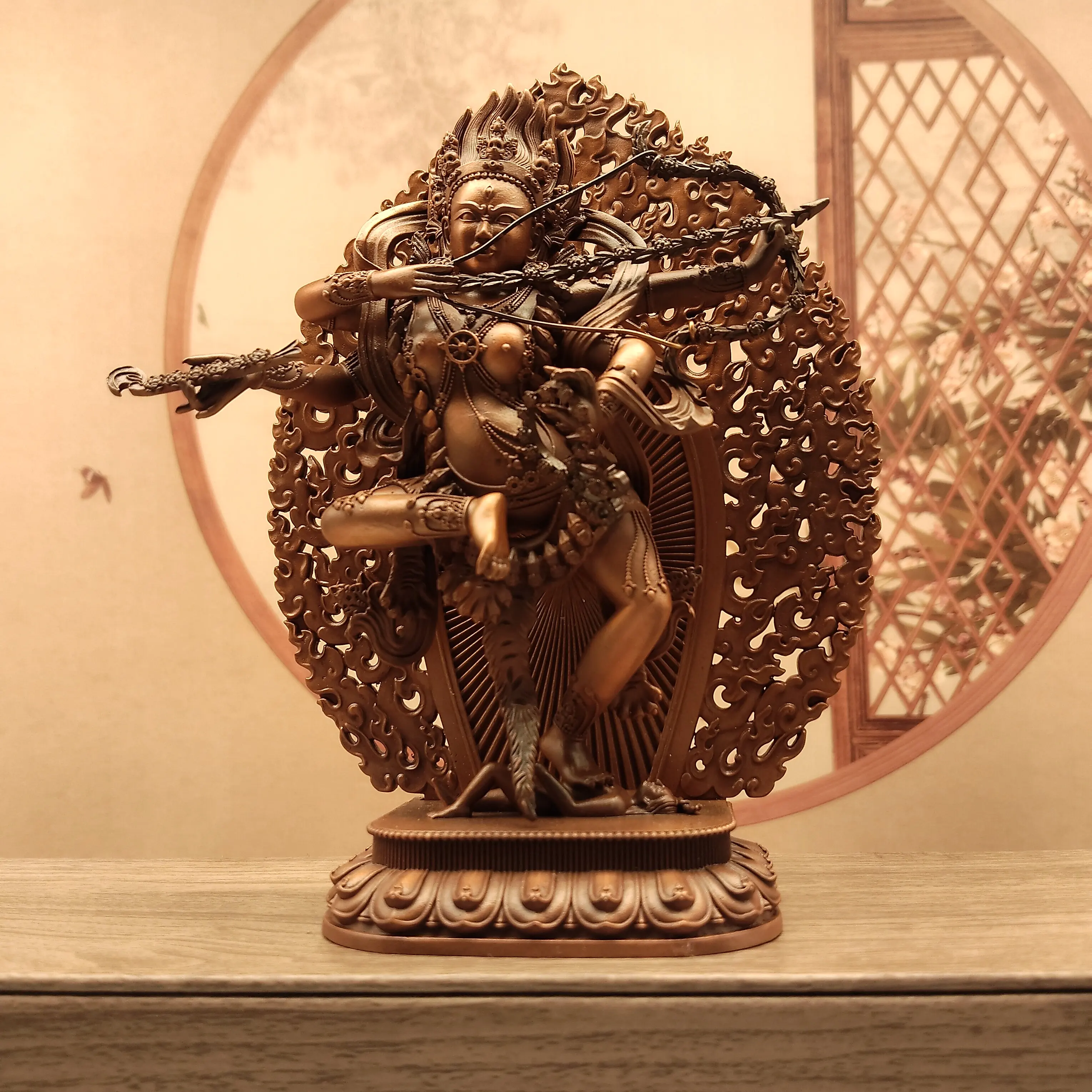 Nepal Antique Copper Kurukulle Goddess Statue 15cm Home Altar Love Attraction Feng Shui