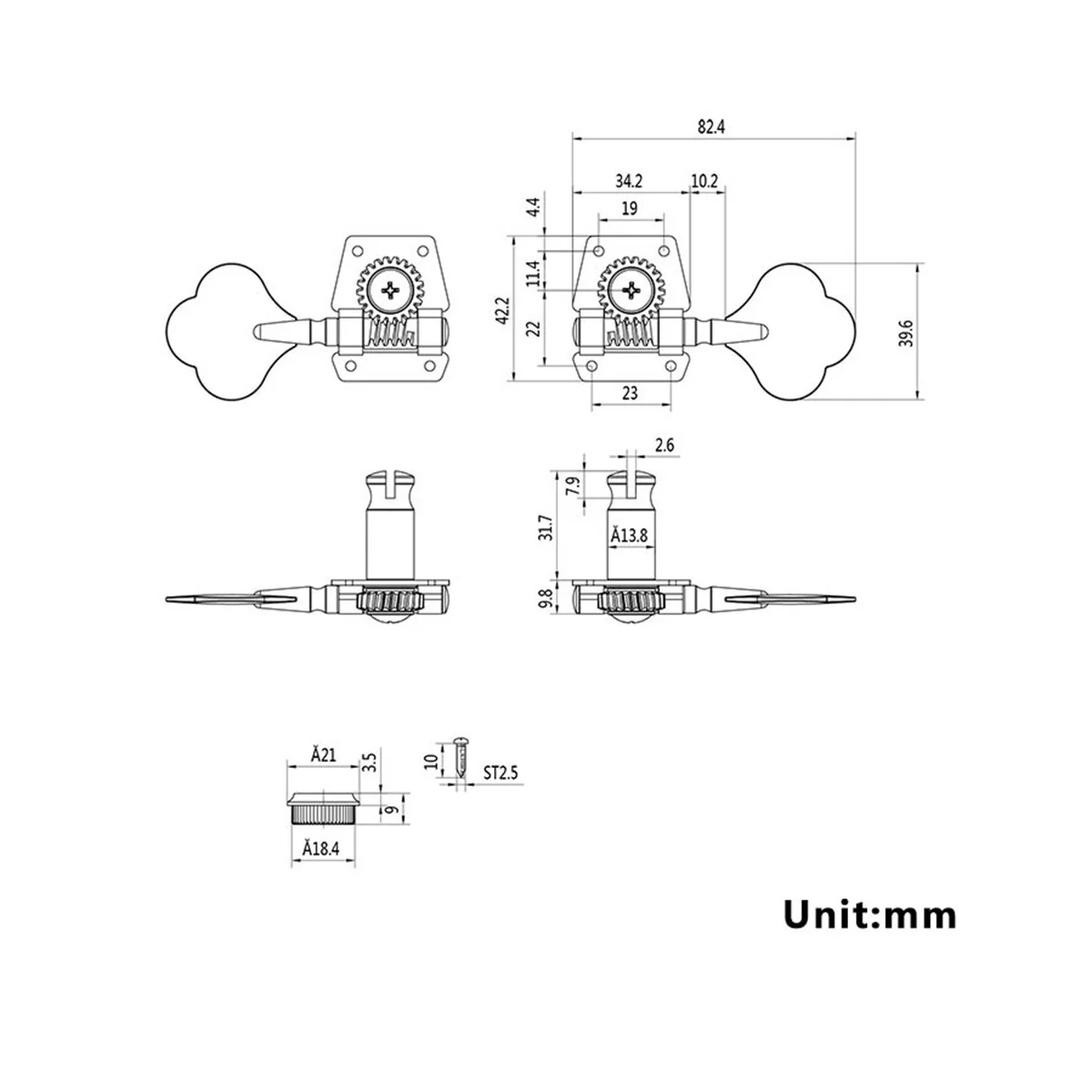 For Electric Bass String Knobs Bass Open Plum String Knobs String Alignment Knobs Stringers Left and Right One Each