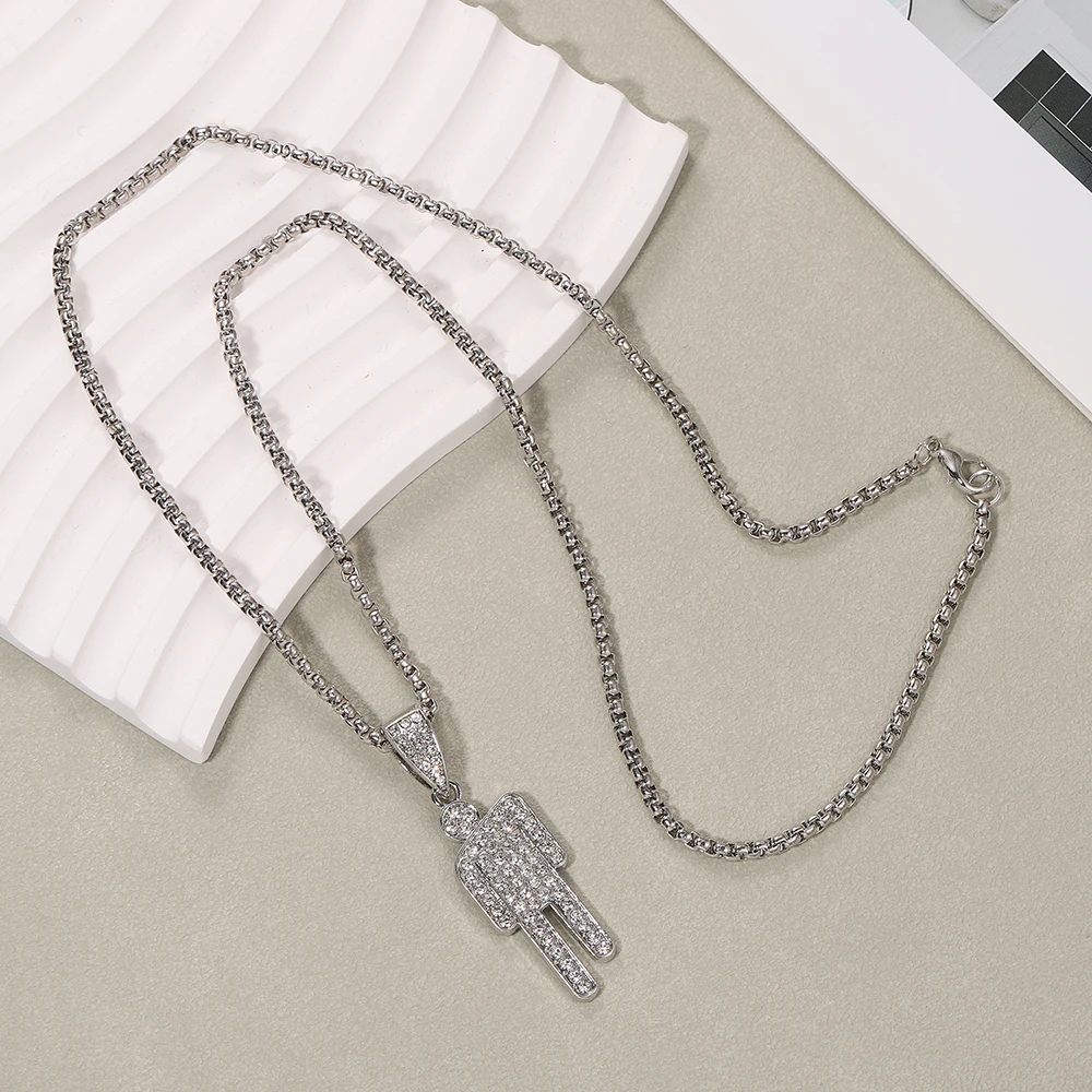 الزركون ملتوية رئيس الإنسان على شكل قلادة جديد الهيب هوب الشارع نمط الأزياء قلادة الاكسسوارات سترة سلسلة المجوهرات بالجملة #3