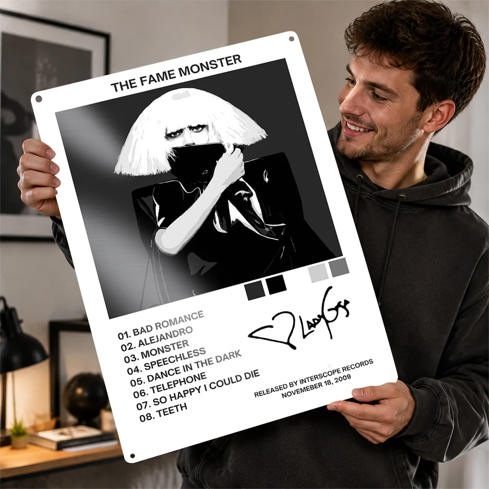Lady Gaga The Fame Monster Poster Retro 3D Printed Metal Signs Customized Wall Hanging Gift for Decor Luxury Decoration Room