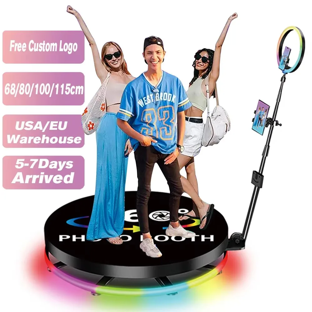 360 Photo Booth 100cm 2-4 People 360 Degree Slow Motion Photobooth Camera Video Machine with Flight Case