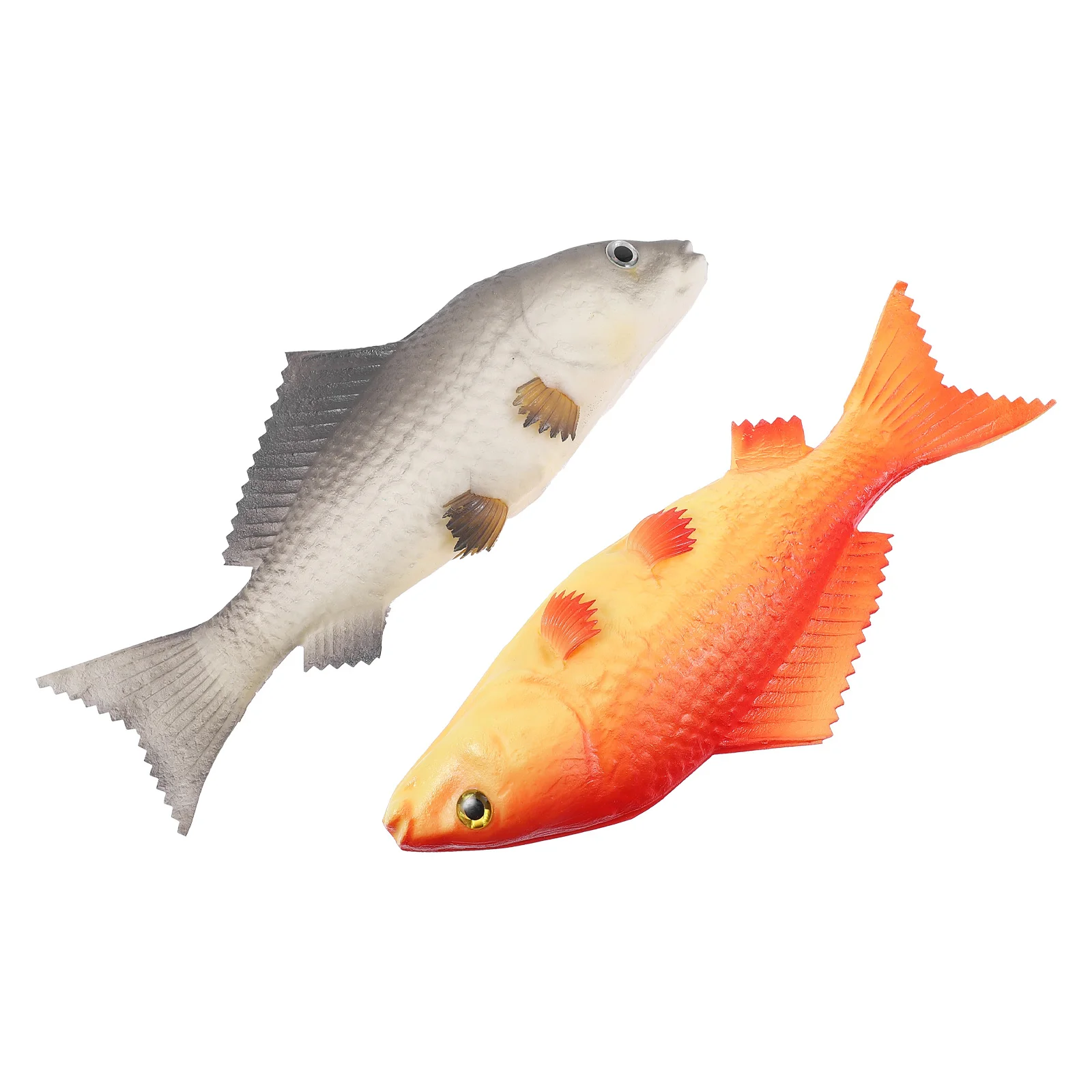 2 Pcs Pu Small Crucian Carp Model Child Children’s Toys Fish Aquarium Decoration Cat Shape Ornament