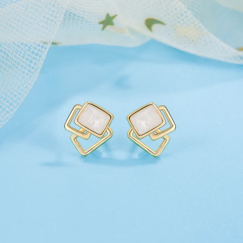Simple Geometric Square Stud Earrings for Women