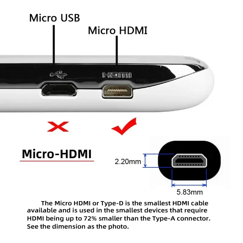 8K kompatybilny z Micro HDMI 2.1 4K Ultra elastyczny kabel typu Slim-A do typu-D do Sony Micromax a7m3/m2/a7R kamera HDTVs 5m