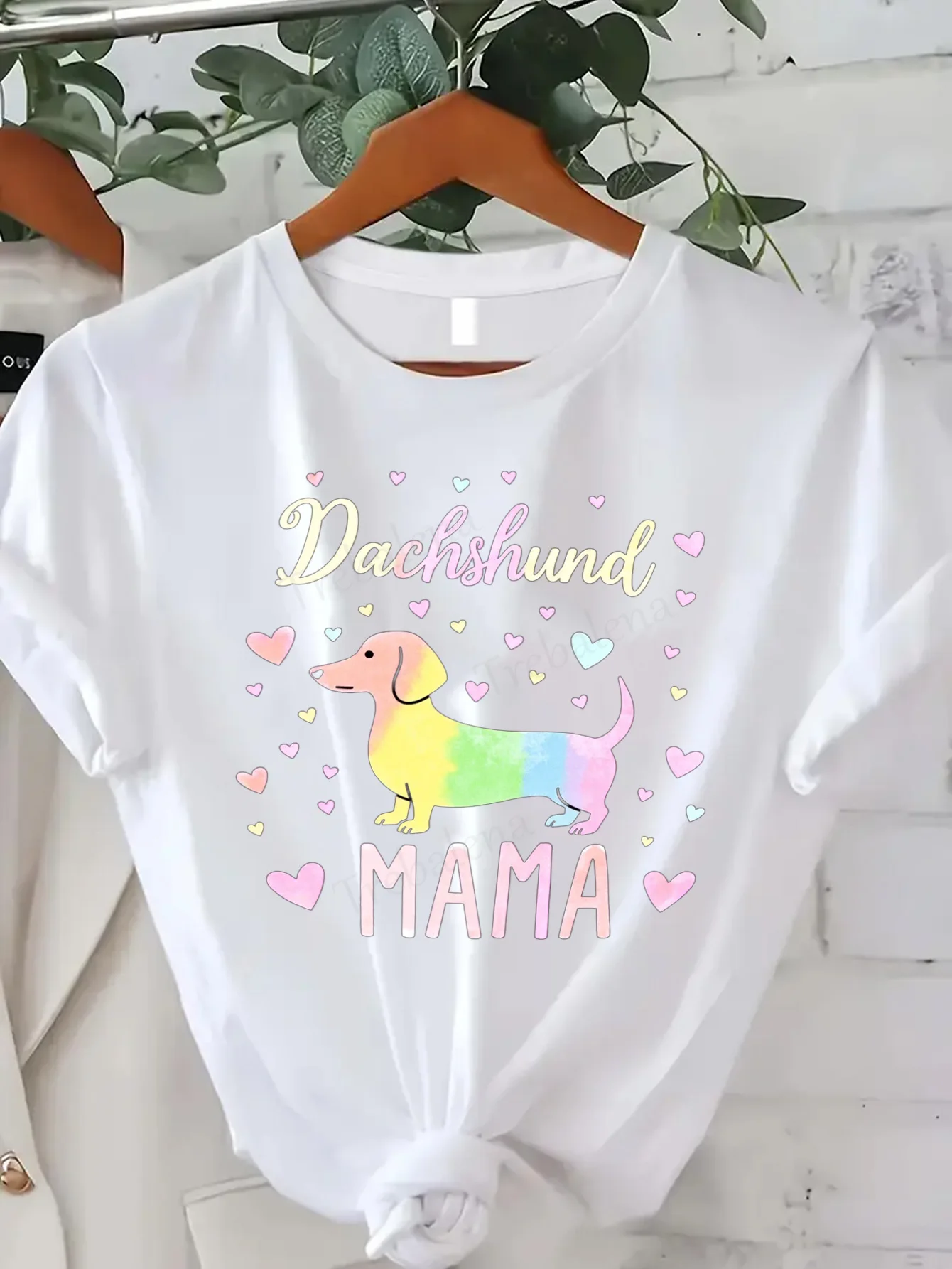 Women T-shirt Rainbow Dachshund Mama T-Shirt for Dog Lovers