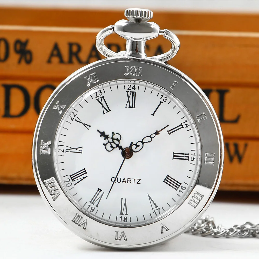 

Minimalism Coverless Quartz Pocket Watch Roma Amber White Dial Pockets Watch Men Women Gift CF1015