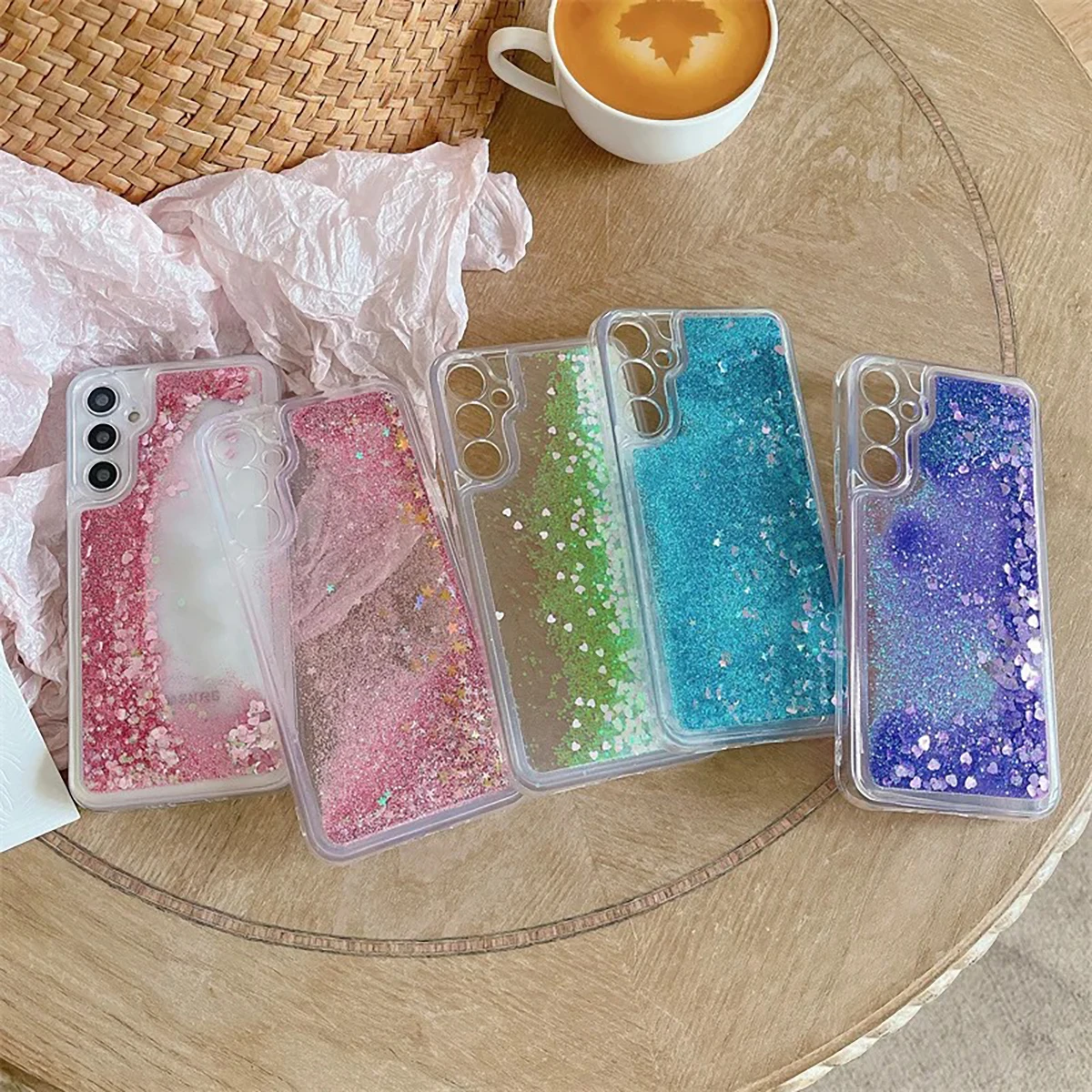 Glitter Dynamic Liquid Quicksand Phone Case For Samsung Galaxy A14 A34 A54 A73 A53 A33 A72 A52 A22 A12 A13 A32 A23 4G 5G Cover