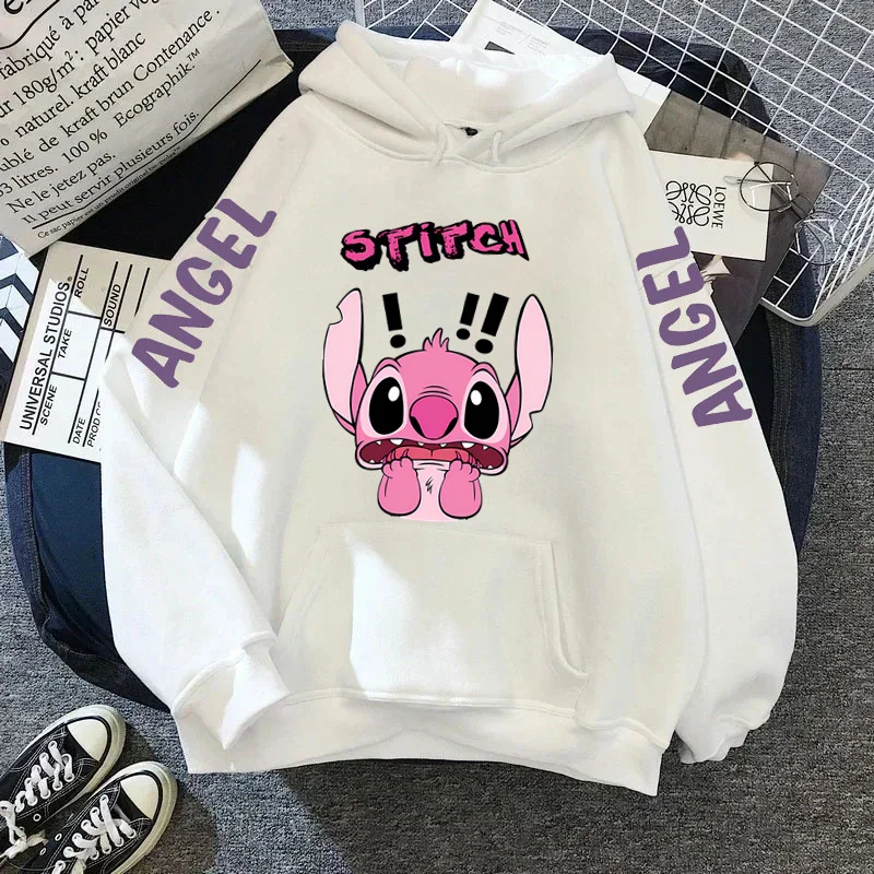 2026 lente modieuze warme hoodie met cartoon anime Disney Lilo & Stitch print, effen kleur, eenvoudige stijl, grote maten trui