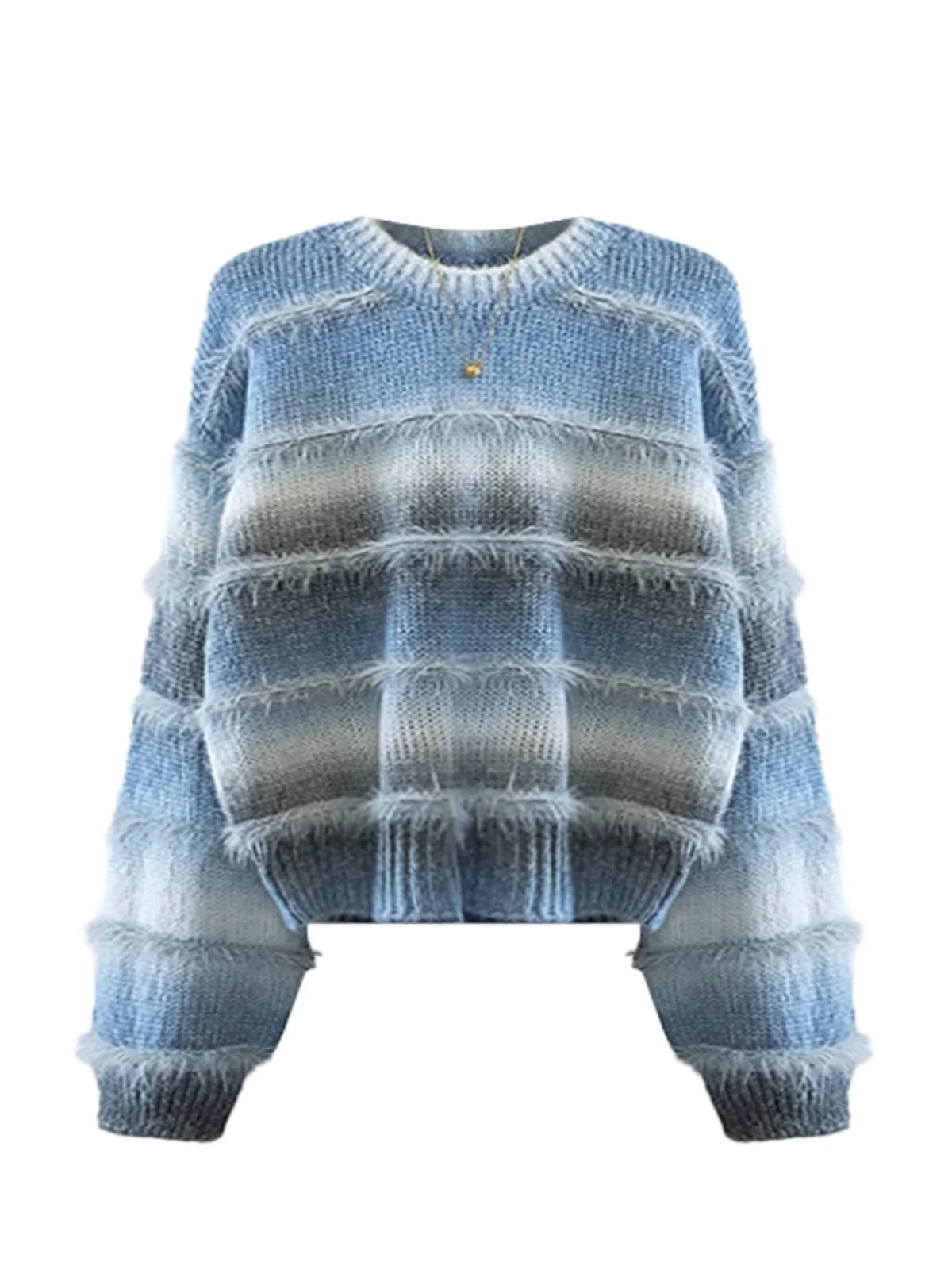 

Радужный вязаный свитер Jaet, большой размер, длинный све, осенний модный сладкий свободный крой для женщин больших размеров, уменьшение возраста