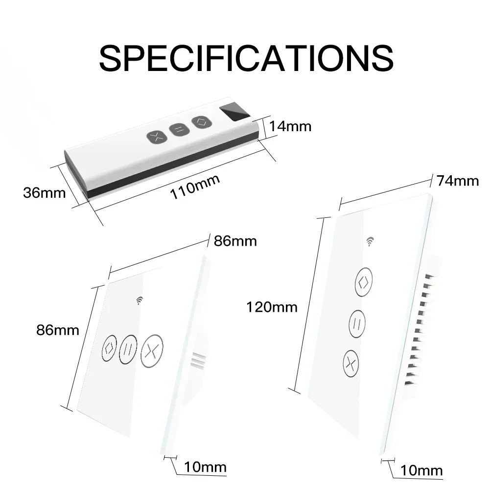 ZigBee RF Smart Touch Curtain Switch Roller Blinds Shutter Tuya Smart App Wireless Control Relay Status Works with Alexa Google