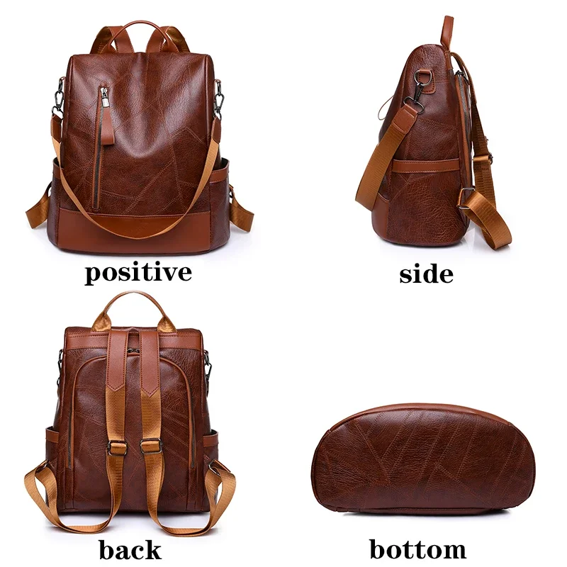 Mochila de diseñador cuero suave Para mujer, bolhombro antirrobo capacidad, Moda, ง่าย, Alta calidad, novedad 2024