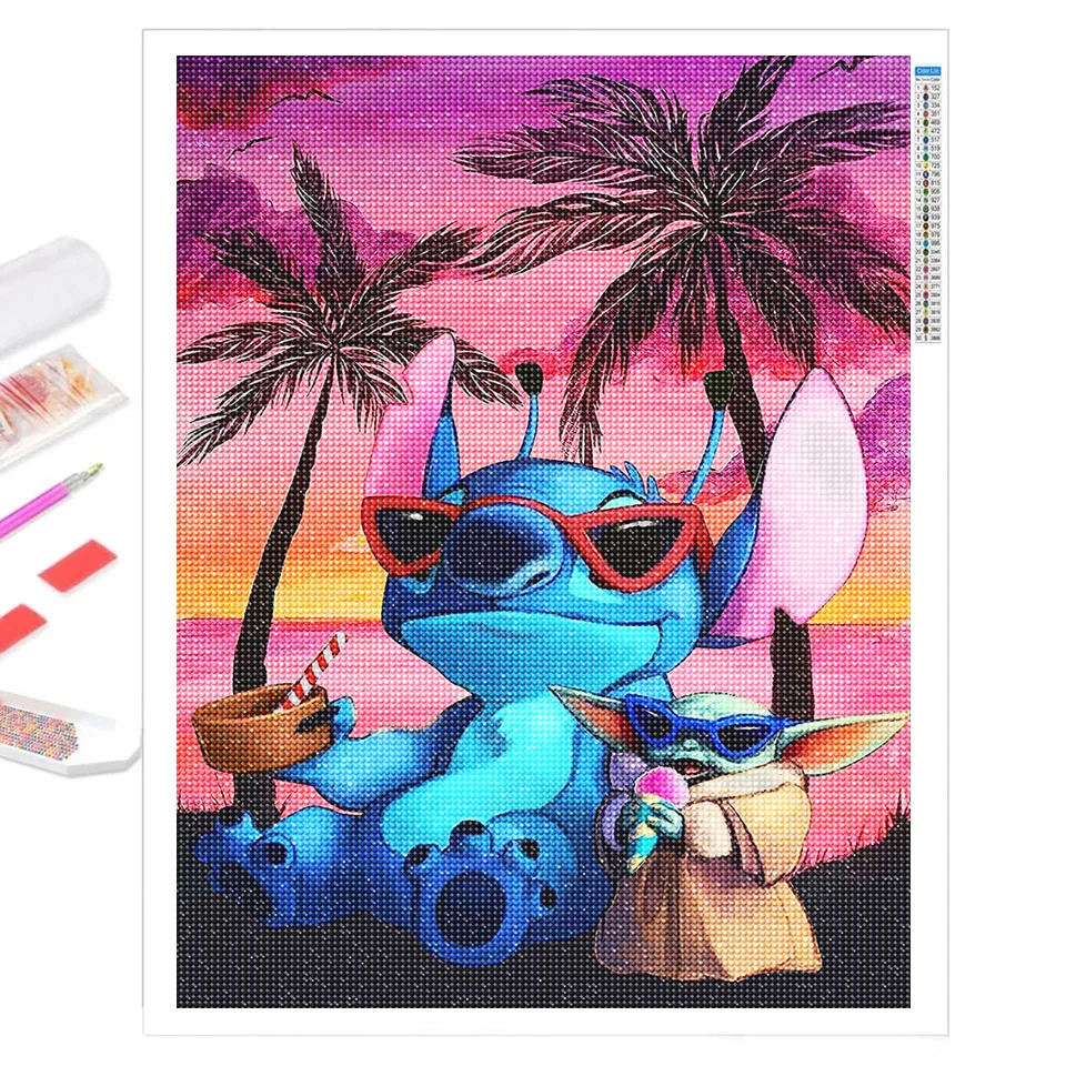 DIY Diamond Painting Lilo and Stitch Diamond Embroidery 5D Full Drill Cartoon Mosaic Picture Home Decor Disney Children\'s Gifts