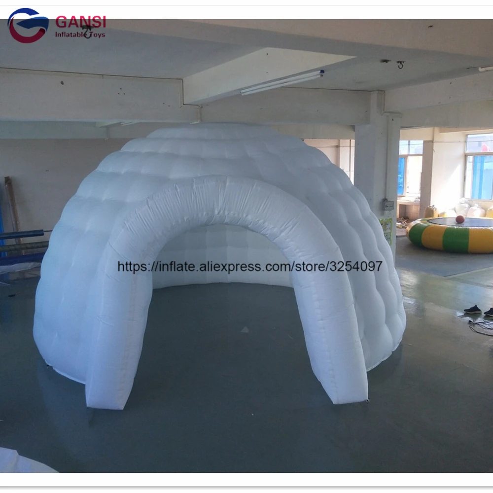 Funny Door To Door White Inflatable Igloo Tent With LED Lighting ,Customized Led Inflatable Dome Tent For Party