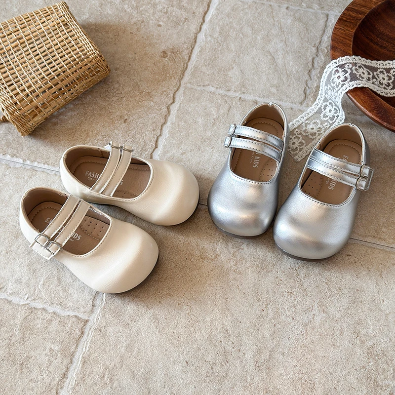 Toddler Girls Mary Jane Shoes Double Strap Minimalist Kids Princess Shoe Pure Color Light Flexiable Children Footwear 21-30
