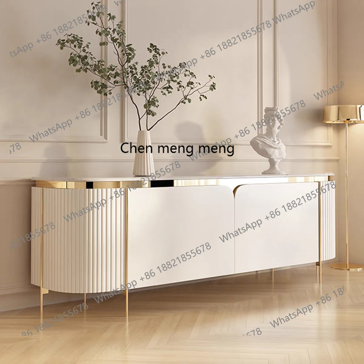 

Rock Slab TV Cabinet and Coffee Table Set Modern Minimalist Designer Small Apartment High-End Living Room Home Floor Cabinet